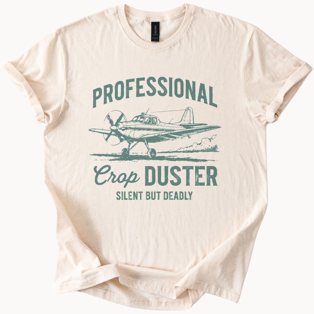 Crop Duster Vintage Airplane Graphic Tee Retro Aviation Design